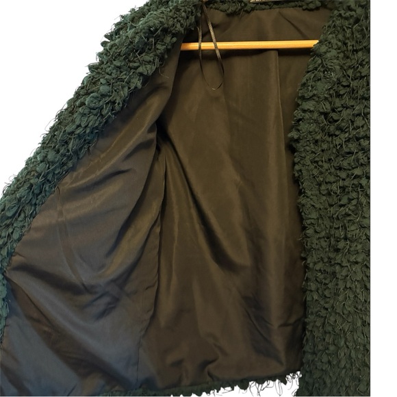 Zara Textured Forest Green Fuzzy Teddy Lined Jacket Coat, Womens size Small - Picture 5 of 12
